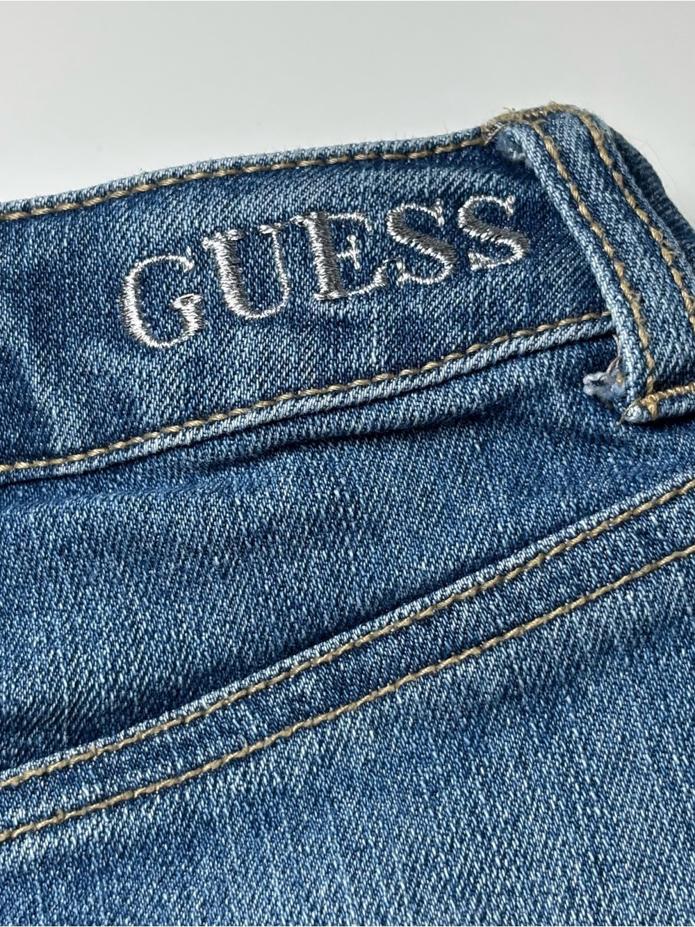 GUESS Jeans Girl Button Front Denim Skirt Rhinestones Size 4 Preppy Summer - Picture 7 of 9